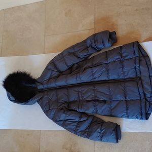 NWOT Gray Long Sleeve Hooded Puffer Coat